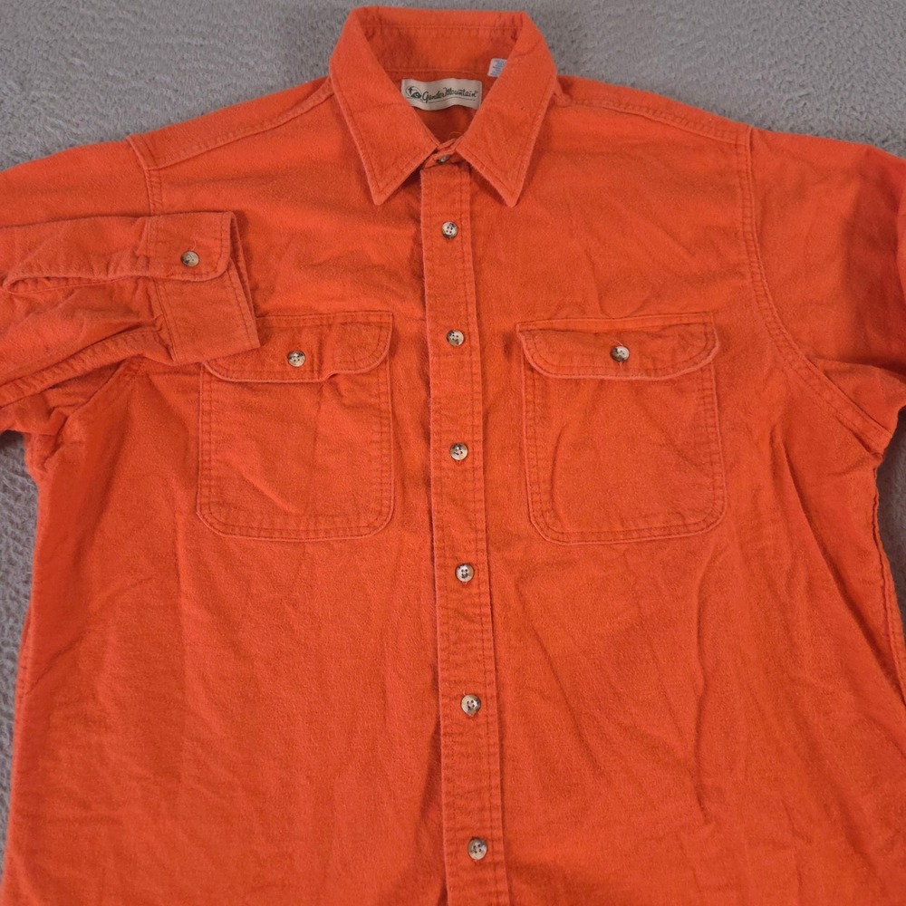 VINTAGE Gander Mountain Shirt Mens XL Tall Orange Flannel Cotton Heavy 80s